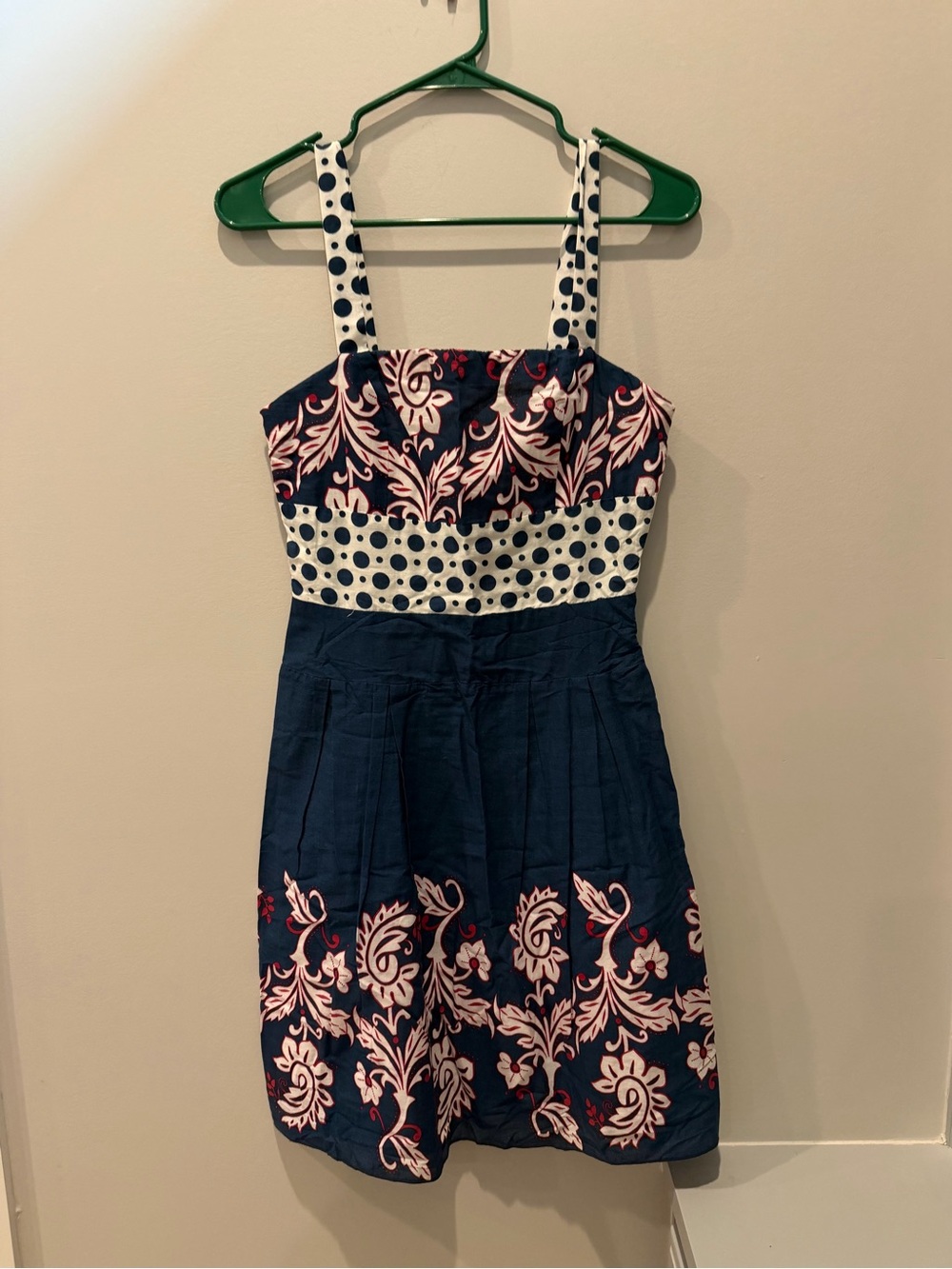 Y Apparel USA Navy Floral Trim Sundress side zip small